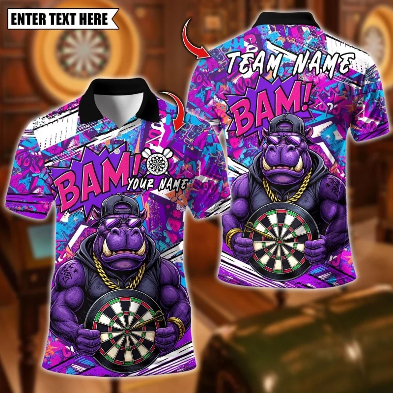 3D Print Snake Bear Polo Shirt For Men Women Customized Darts Pattern Tees Summer Street Loose Short Sleeve Tops Lapel T-Shirts