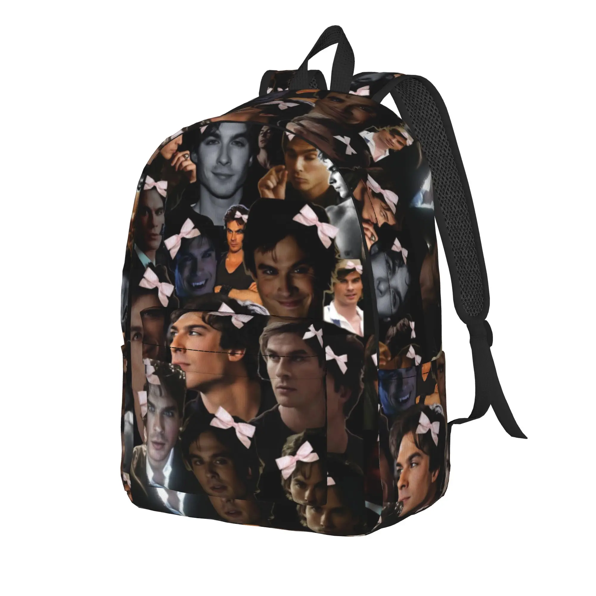 The Vampire Diaries Resuable Movie Backpack Damon Salvatore Unisex Polyester Backpacks Lightweight Leisure School Bags Rucksack
