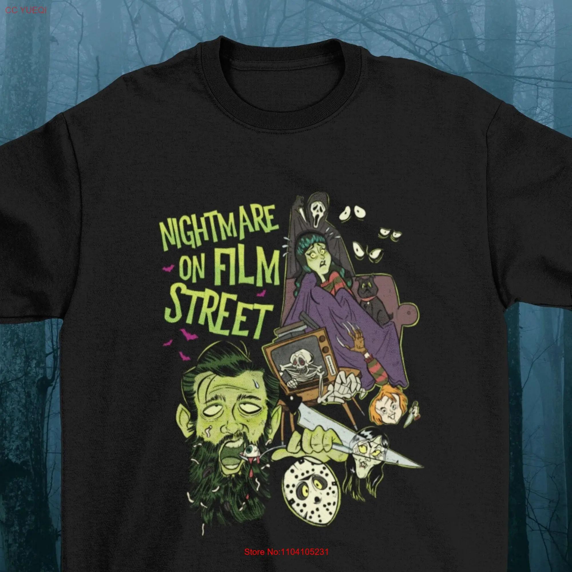 Horror Movie Marathon Nightmare on Film Street T Shirt Podcast Scary Nofspodcast fan gift gifts long or short sleeves