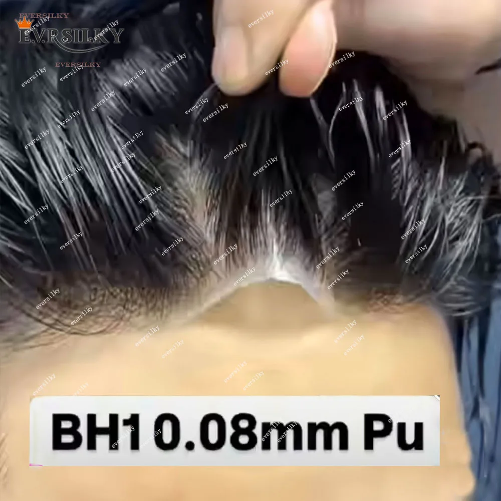 

Natural Hairline 0.08mm Super Thin Skin Base Men's Toupee Blonde Grey Black Male 100% Human Hair Capillary Prosthesis System Wig