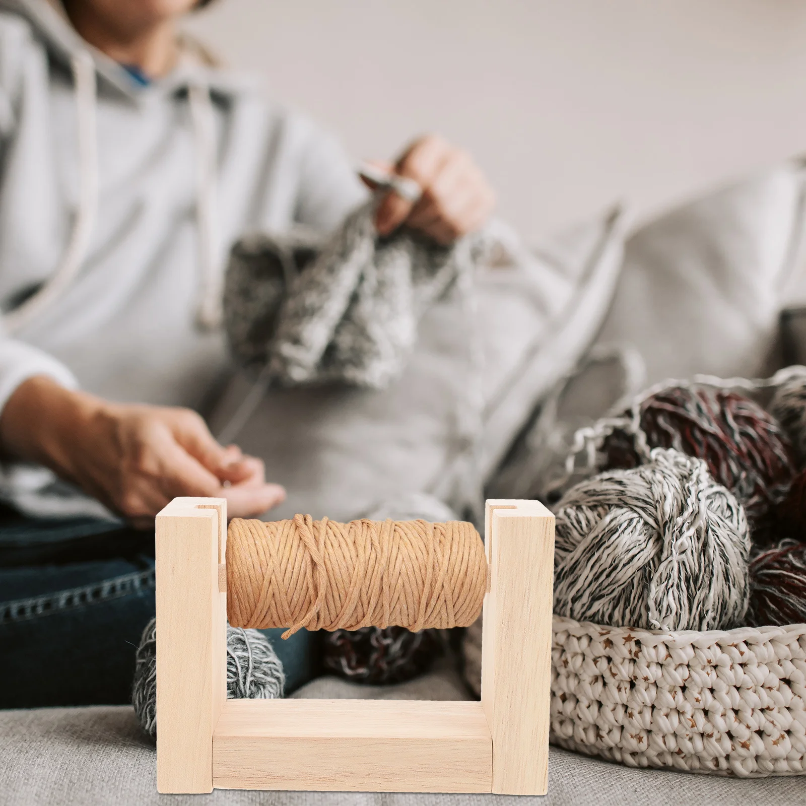 تدوير حامل بكرة خشبية الغزل الكرة تخزين الرف الحياكة بكرات أداة موضوع المنظم الخياطة الحرفية Diy بها بنفسك التبعي