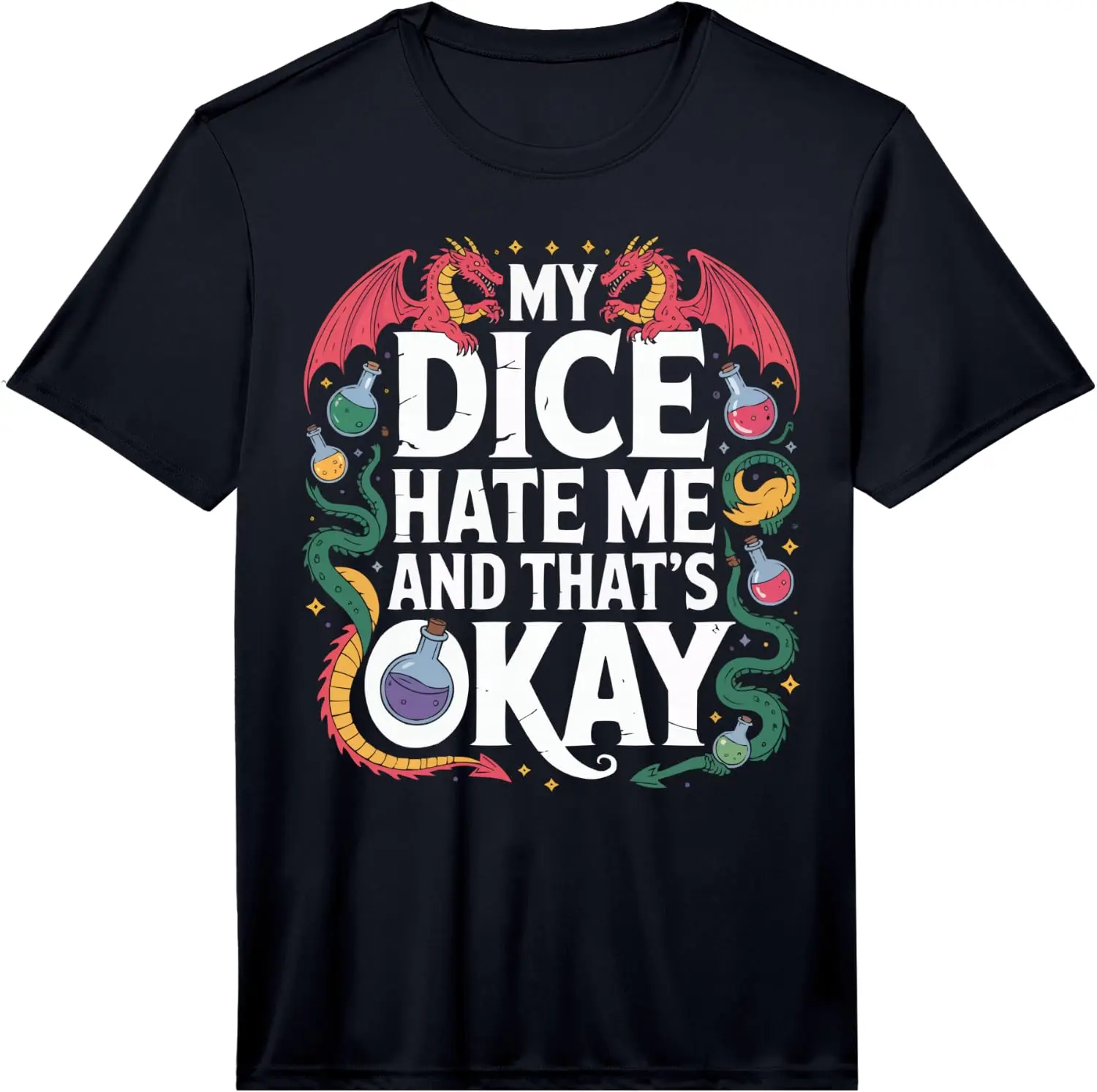 Mens Role Playing Master D20 Tabletop Funny RPG Gamer Performance T-Shirt 100% Cotton Trendy Y2K Short-Sleeve Tee – Soft,