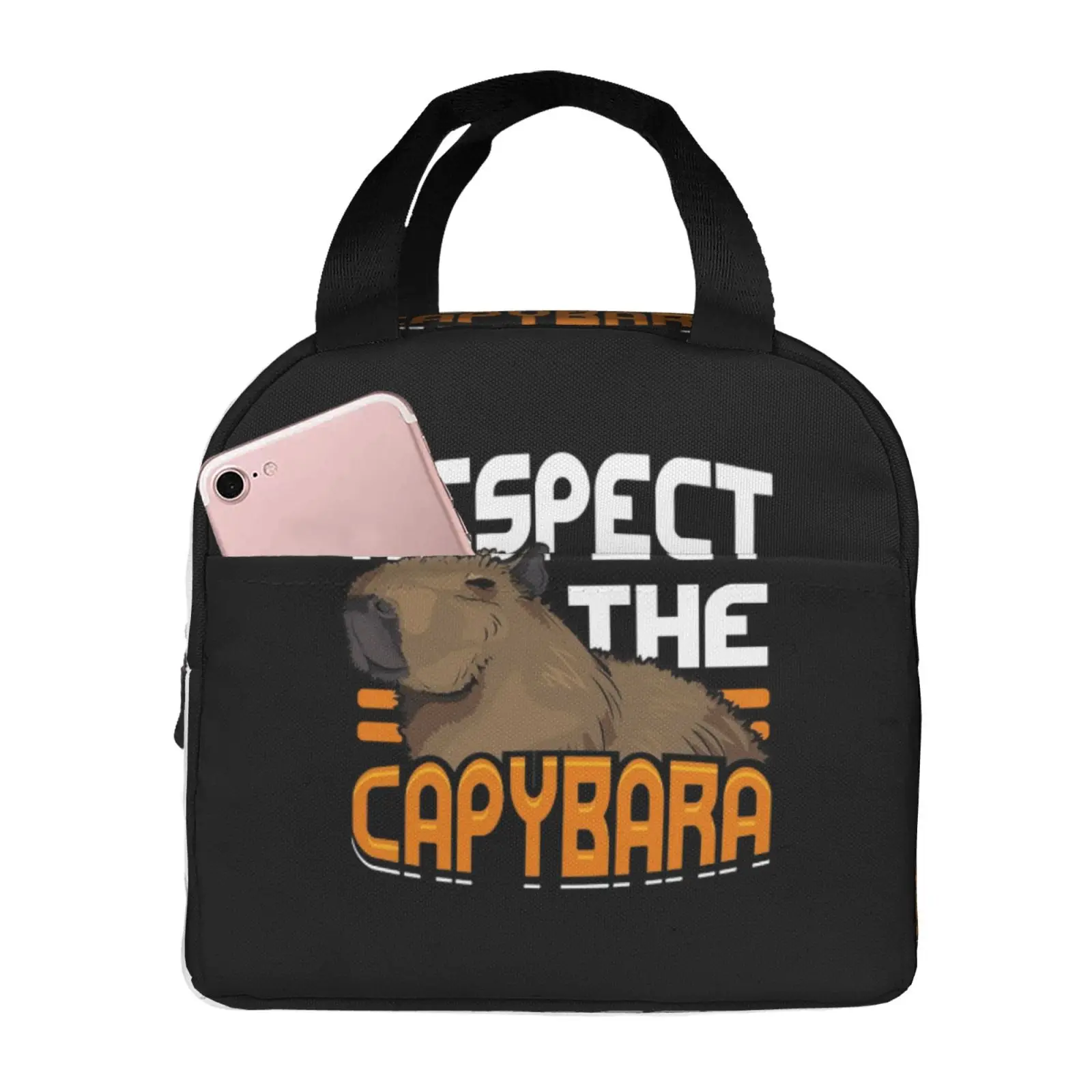 Respect The Capybara Print Lunch Bags Insulated Bento Box Lunch Tote Leakproof Picnic Bags Thermal Bag for Woman Girl School