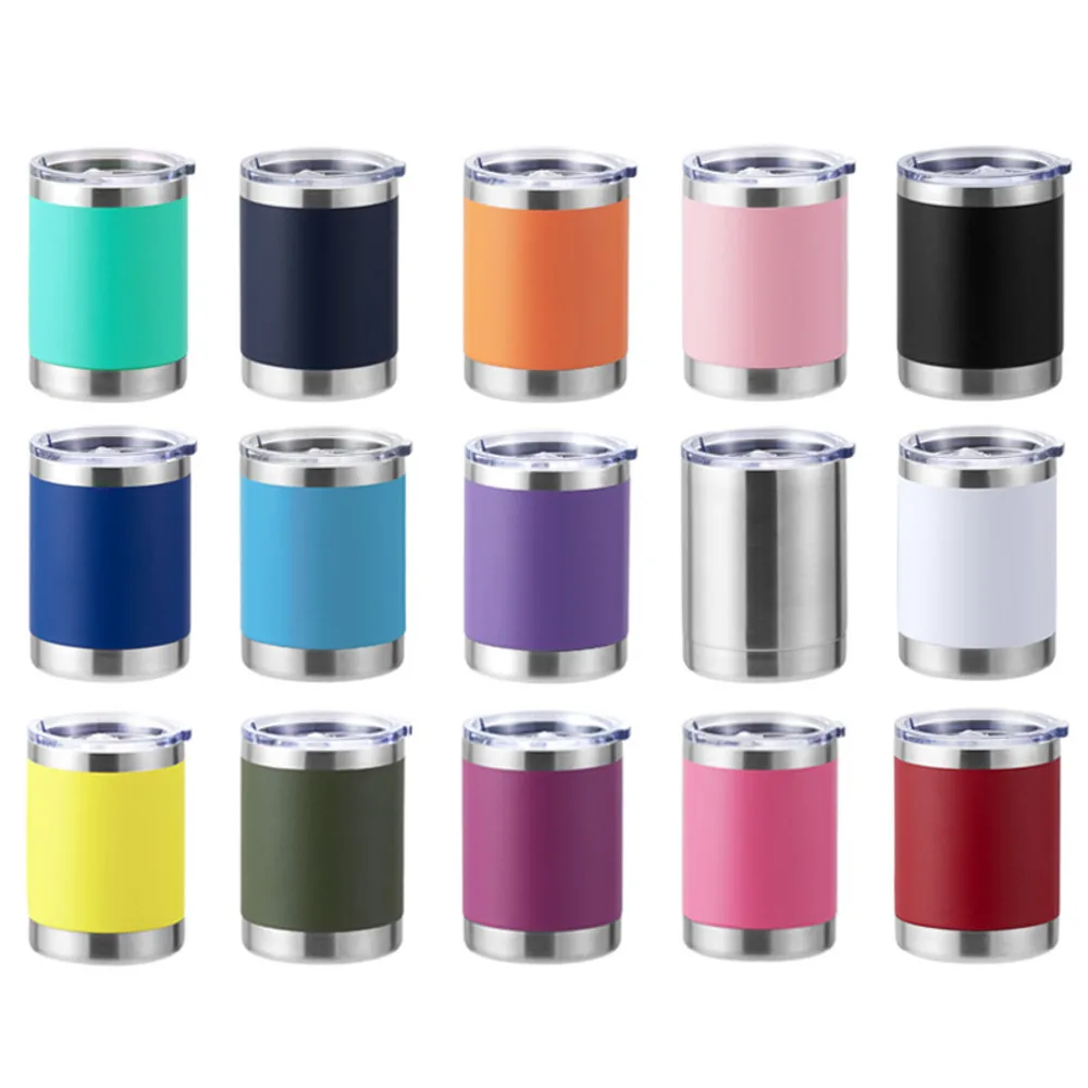 

10pcs 304 Stainless Steel 10oz Car Cup Heat Sublimation Straw Cup Double Vacuum Coffee Cup Ice Cream Cup