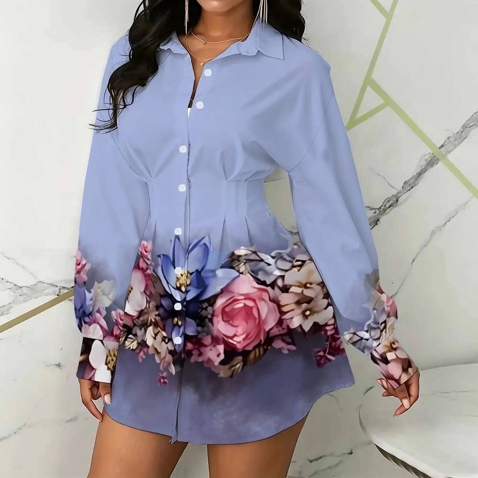 Casual Long Sleeved Autumn Winter Women's Fashion Button Shirt Ladies Elegant Clothes Daily Street Retro Top Slim Blouse