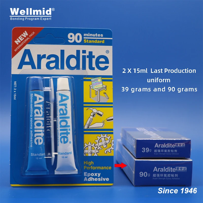 Araldite 2×15ml slowly multipurpose Standard super strength Epoxy Adhesive Original bonds Rubber Metal Wood Rigid plastics Glass