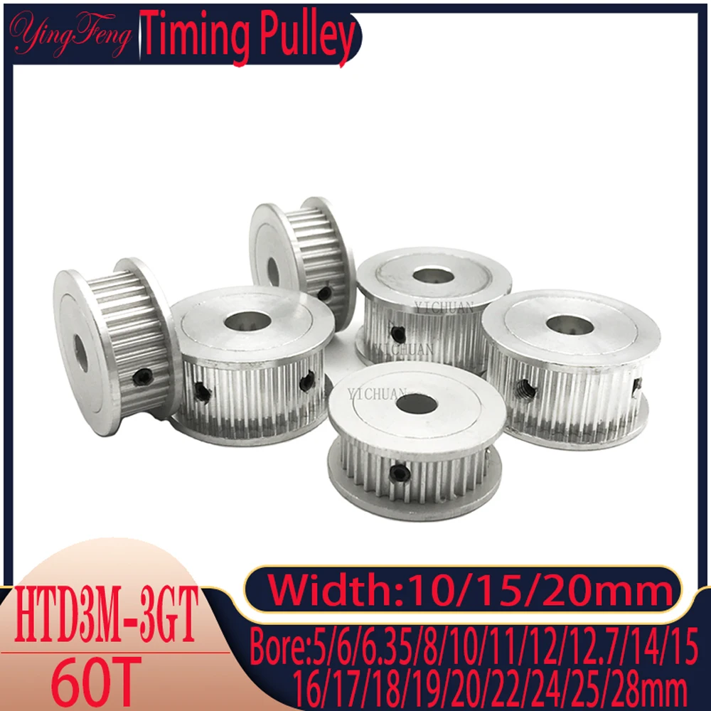 

GT3 60 Tooth AF Type Synchronous Wheel Idler Hole Diameter 5~28mm Timing Belt Pulley Width 10/15/20mm 3D Printer Accessories