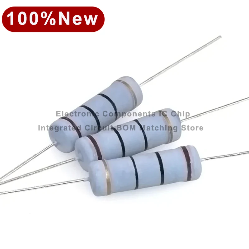 50pcs 5% 5W Carbon Film Resistor 100Ω 220R 330 1K 1.5 2.2K 3.3 4.7 10 22 47 51 68 100K Ohm Color Ring Resistance