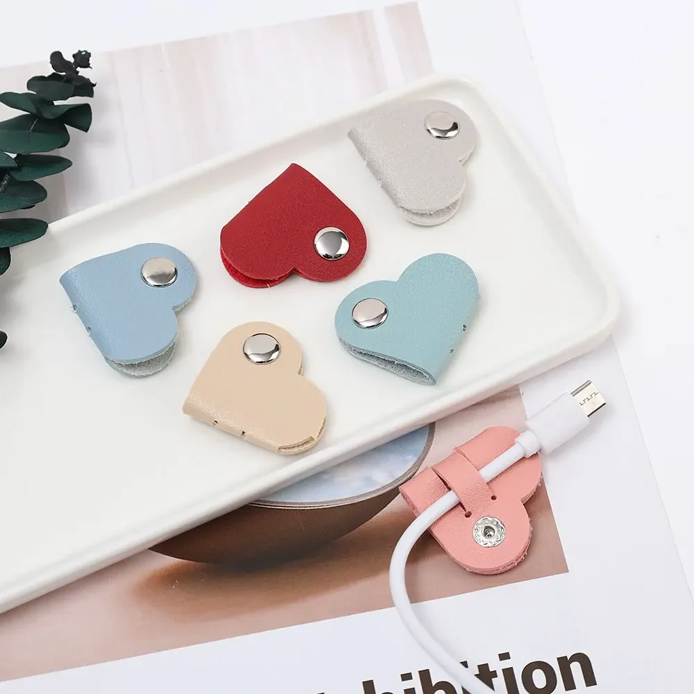 Cute Portable Mini Heart Shape Cable Winder for Headphone Wire Charger Data Cord Protector Holder Clip Anti Lost Line Organizer