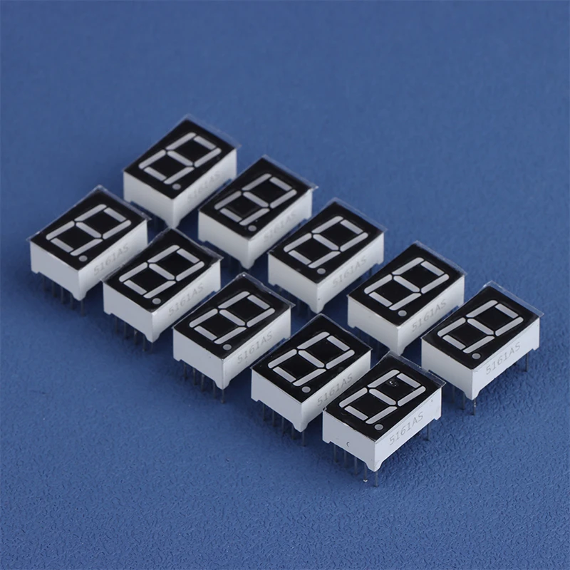 【K】10Pcs Digital Tube Common AnodeCathode 0.56 Inch 10Pins 5161AS 5161BS 1 Bit Digit 7 Segment Red LED Digital Display Digitron