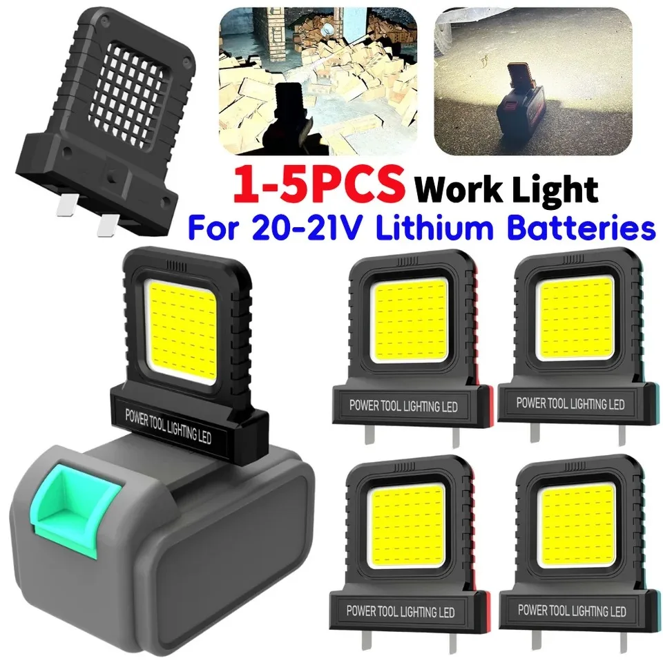 1-5PCS Magnetic LED Work Light, 2000LM Compatible with DeWalt Milwaukee Makita 20V/18V, Portable Floodlight for Outdoor Job Site