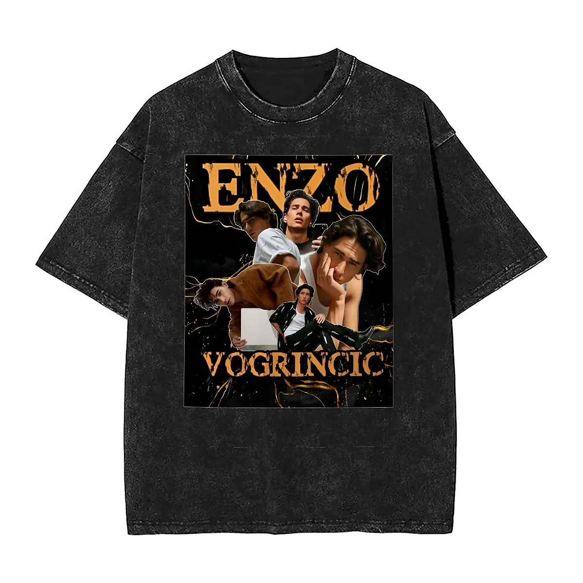 Oversized Washed T Shirt Retro Enzo Vogrincic Cotton T-Shirts Uruguayan Actor Trendy Cool Tshirt for Mens Summer Y2K Funny Tops