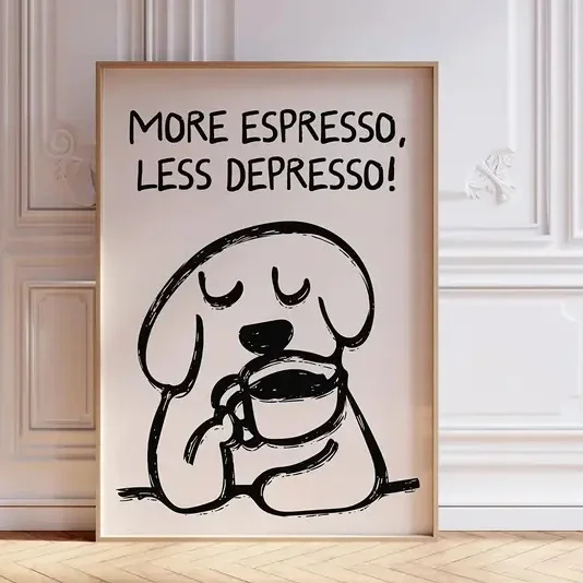 1PC Frameless  Retro More Espresso Less Depresso Wall Art Prints Canvas Painting Poster Picture For Living Bed Kids Room Home De