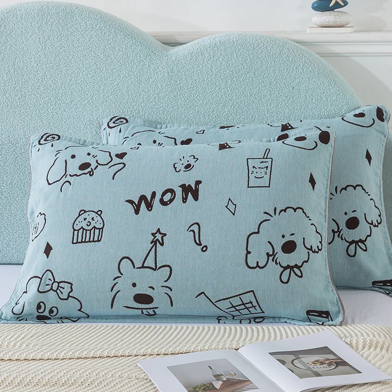

Cartoon Pillow Cover Cotton Gauze Pillowcase for Kids Room Decor Sofa Cushion Towel Body Pillowcases Decorative Bed Throw