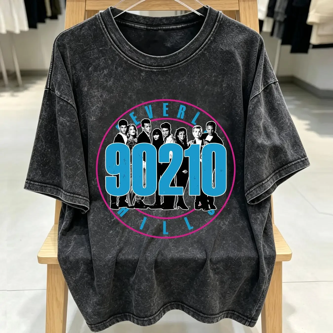 washed T Shirt Beverly Hills 90210 Cast vintage Washed Stretched Stylish Unisex Soft Comfortable Slightly Breathable Casual