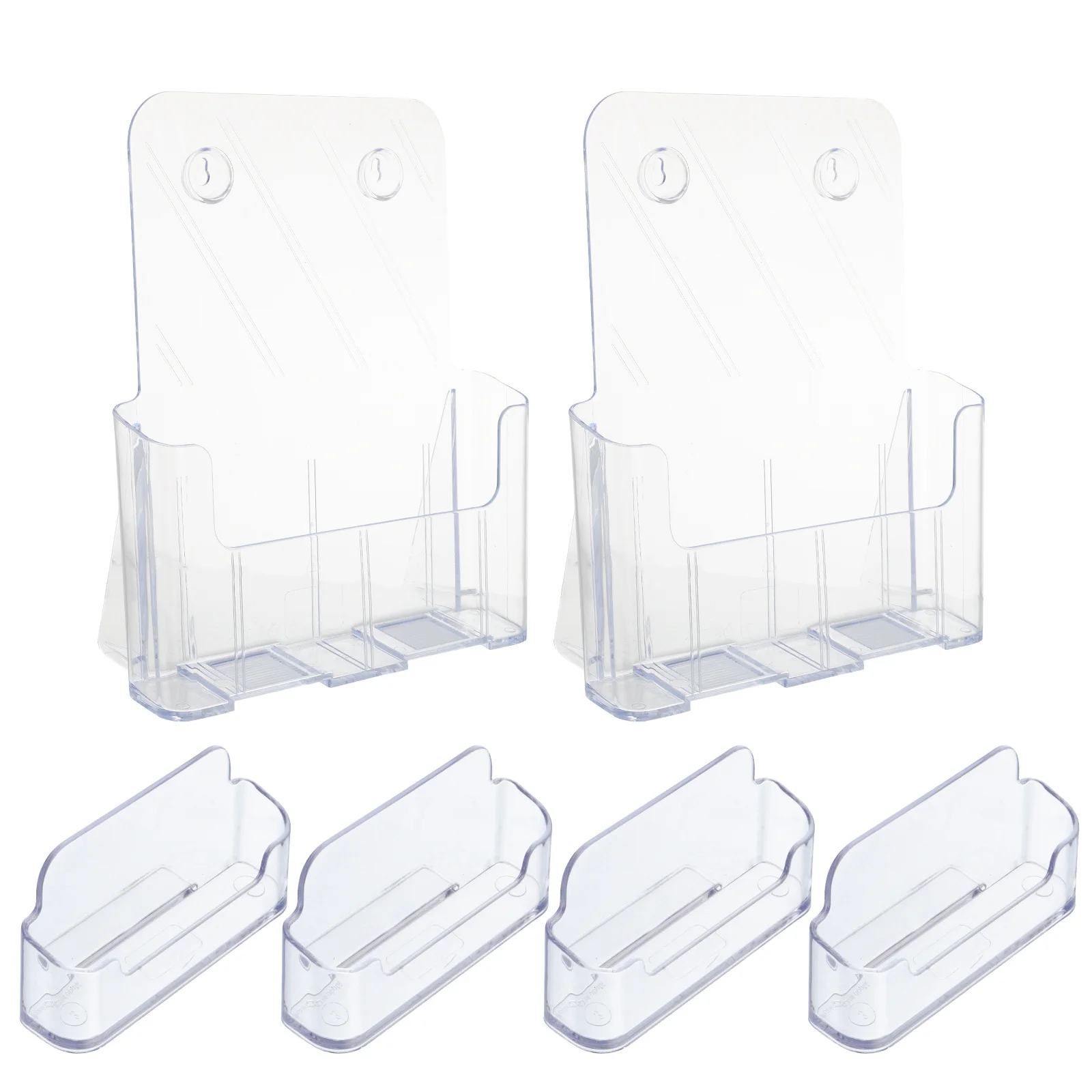 رف عرض منظم سطح المكتب من الأكريليك الشفاف لبطاقات العمل وكتيبات الملفات وصندوق تخزين وحامل بطاقة الاسم