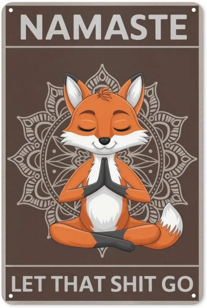 Panneau en métal Yoga, Art mural hippie pour studio, spa, salon ; Décoration d'angle Mindfulness - aluminium