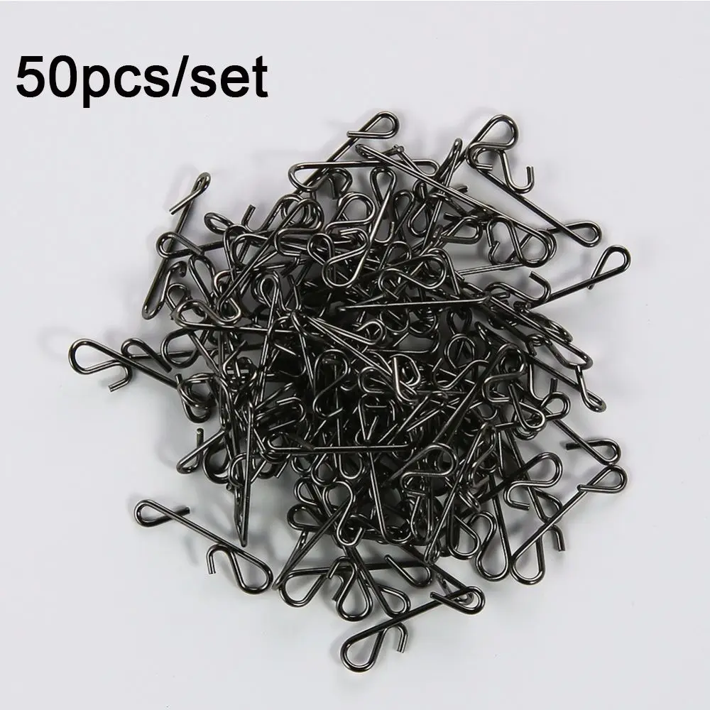 

50 pcs Hot Portable Stainless Steel Line tackle Connector Barrel Swivel Fishing Hanging Snap Fast lock