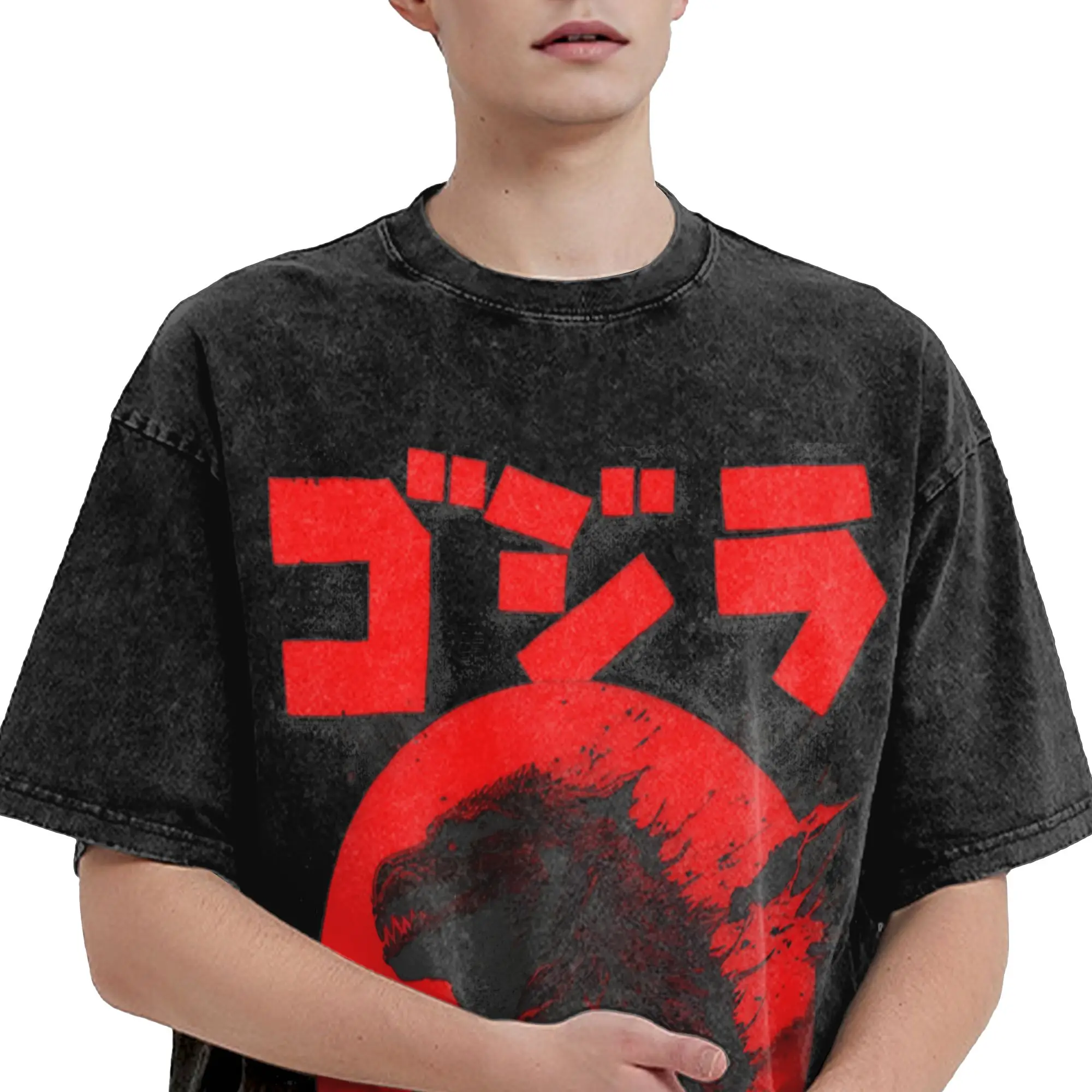 Funny Monster Godzillaed Vintage Washed T-Shirt Men's Crewneck Short Sleeve Tops  Cotton Summer Top Tee - view 3