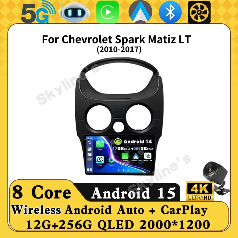

MAMSM Car Radio For Chevrolet Spark Matiz LT 2010-2017 Android 15 Multimedia Video Player GPS Carplay Auto Head Unit Navigation