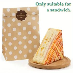 10pcs, 4lb 5x2.95x9.45 인치 크래프트 종이 가방, 스낵 가방, 빵 가방, 공예 가방, 크래프트 종이 갈색 점심 가방 흰색 점 8 최고의 판매용 빵 가방 -some 8