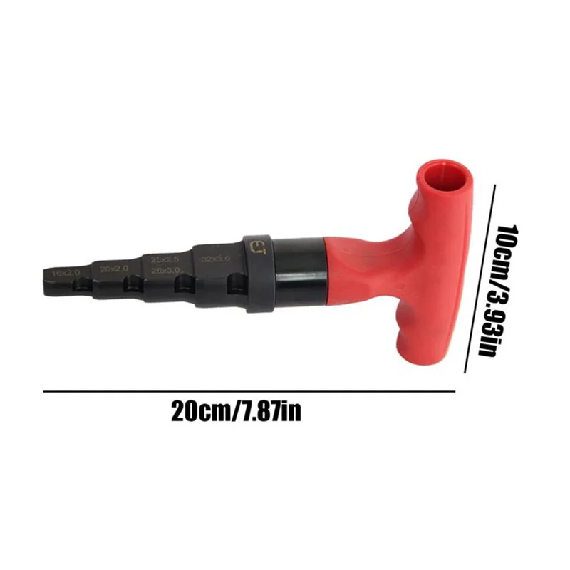 Abmi-ferramenta de rebarbação de tubulação 4 em 1 catraca giratória ajuste 0.6-1.25 em chanfradura interna multi-camada calibração reamer,