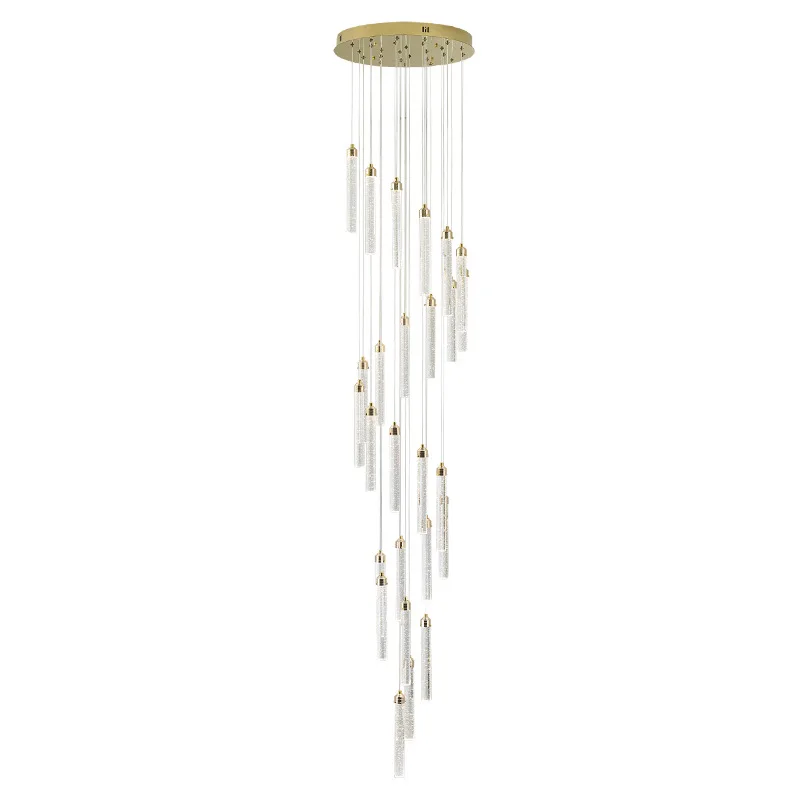 

Eye protection, chandelier, villa, duplex, modern, minimalist, stairs