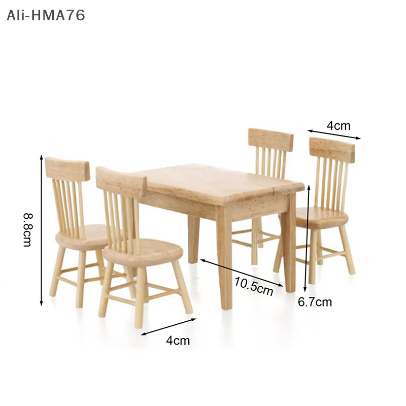 HMA76-1Pc 1/12 Dollhouse Miniature Accessories Wooden Dining Table Chair Simulation Furniture Toy for Children Gift