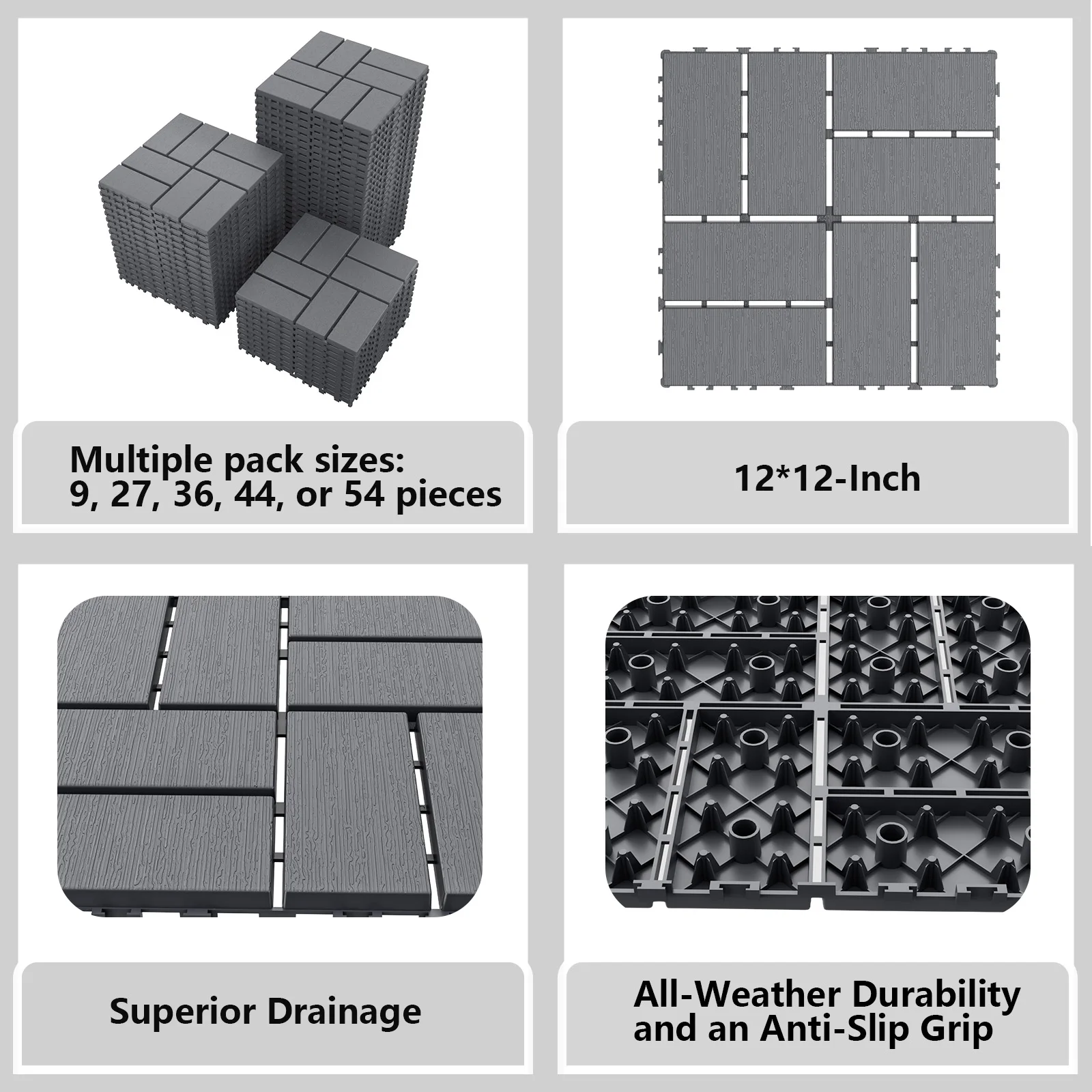 Plastic Interlocking Deck Tiles (84 Pack) - 12