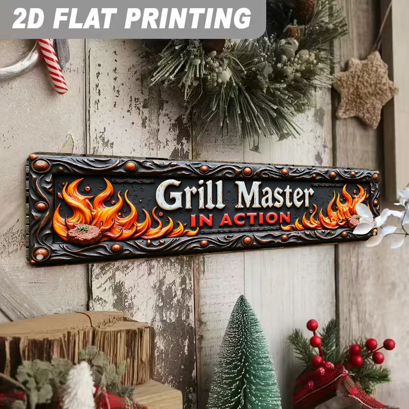 CIFBUY European Vintage Aluminum Wall Art Waterproof Wear Resistant BBQ Sausage Steak Sign Kitchen Dining Patio Outdoor Decor G