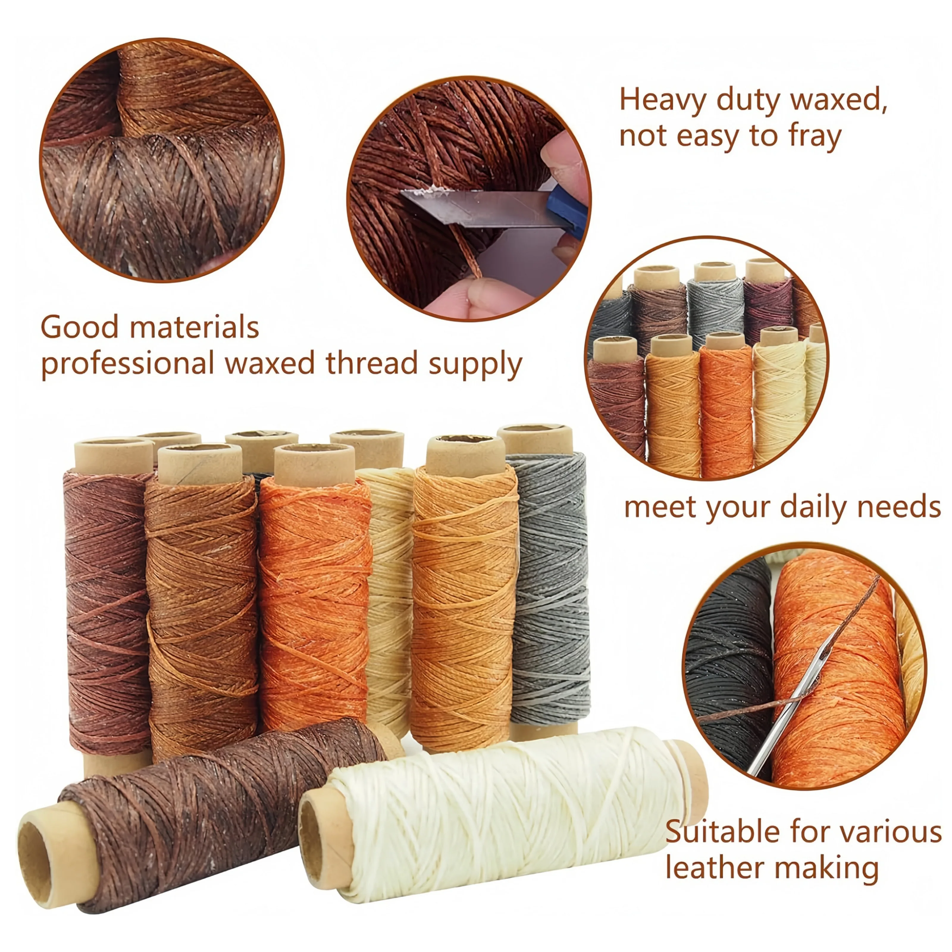 DIY leather making tool set, leather repair and sewing thread, leather craft punching tool combination, with storage bag view 5