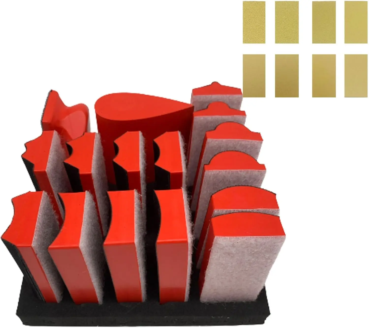 16Pcs Sanding Block Kit with 40 Sheets, Hook & Loop, Assorted Shapes for Wood, Auto Paint, DIY