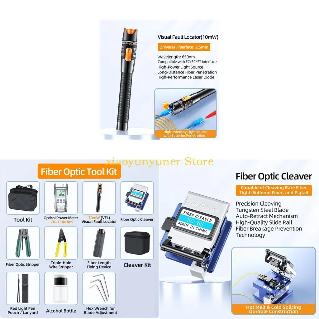 

P9JB Complete Fiber Optics Maintenance Set With Cleaver Stripper Power Meter Cable Tester Tool