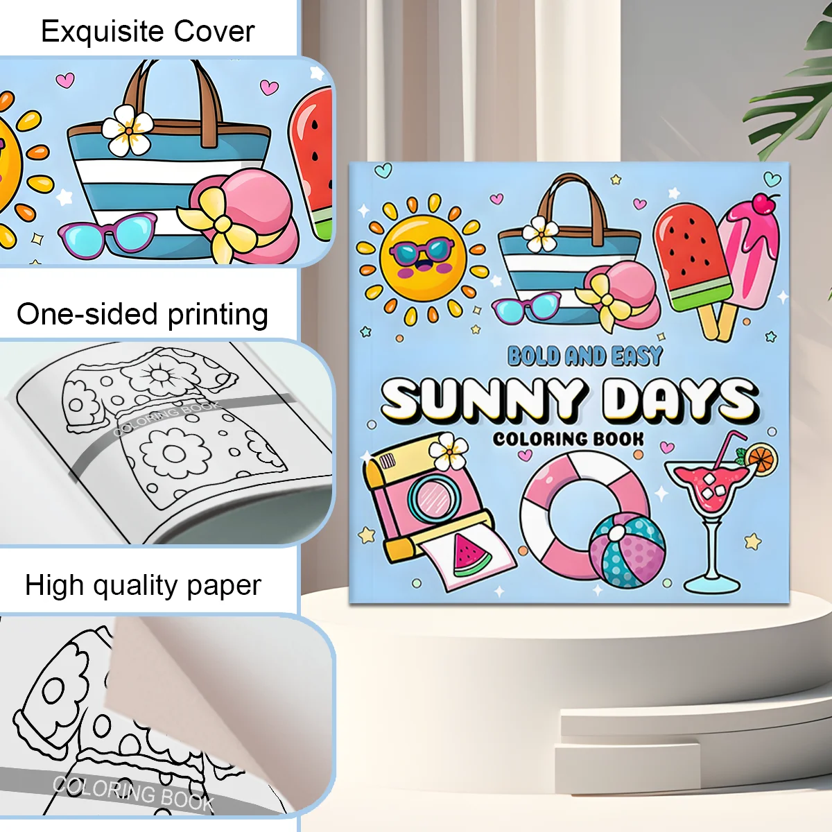 Summer-Themed Coloring Book for Relaxation | 24 Pages of Colorful and Joyful Designs | Perfect Gift for Holiday Parties