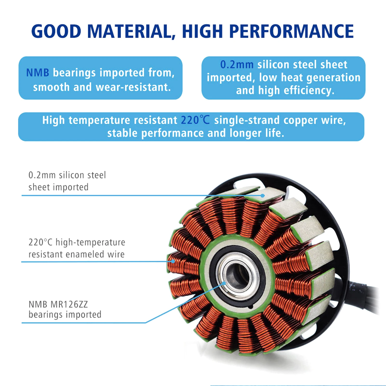محرك MS4010 450KV بدون فرشاة للطائرات بدون طيار متعددة الدوار، محرك خارجي ذو عزم دوران عالي 24 أقطاب، محرك بدون فرش أحادي الملء
