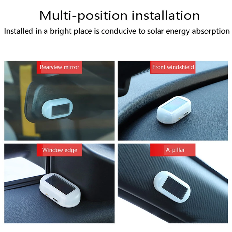 Car False Safety Light Signal Lamp Solar Simulation LED Dummy Alarm Wireless Warning Anti-Theft Warning Lamp Flashing Imitation