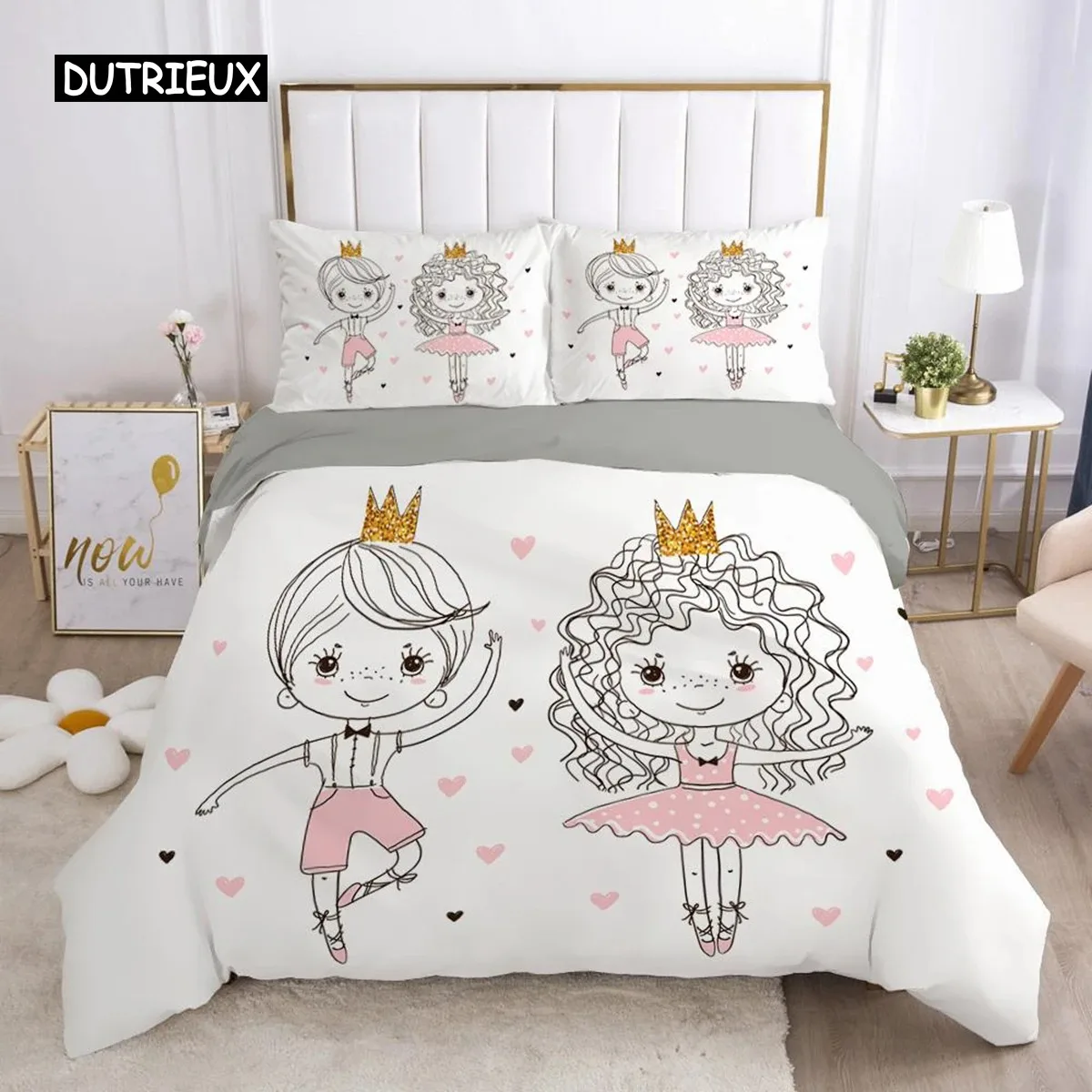 Ballet Dancer Duvet Cover Set King Size Dancing Is My Passion Print Bedding Set Microfiber Girl Ballet Shoes Pattern Quilt Cover