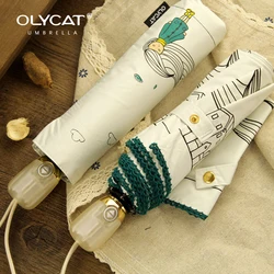 OLYCAT Anti UV Sun Umbrella Rain Women Automatic Folding Cute Girl Umbrellas Waterproof Brand Korean Style Cartoon 8K Parasol