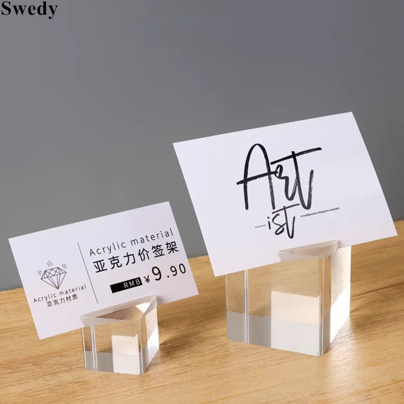 Clear Acrylic Place Card Holders With Card Slot Meeting Wedding Photo Menu Sign Holders Table Numbers Name Display Stands