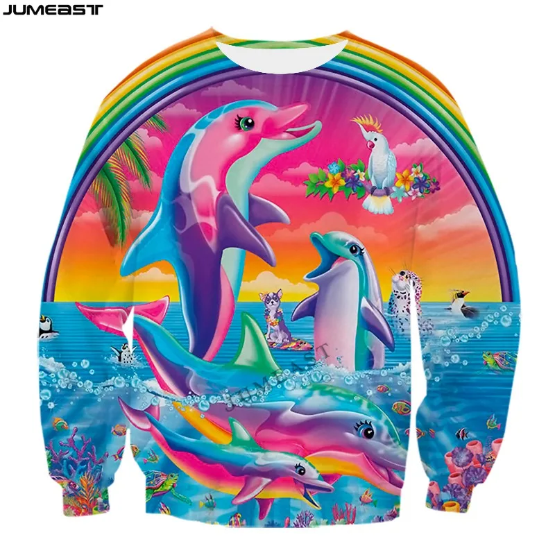 Jumeast Men Women 3D Printed Sweatshirt Cartoon Animal Fish Dolphin Long Sleeve Sport Pullover New Fashion Spring Tops Tees