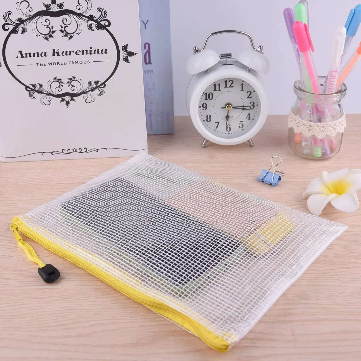 A3/A4/A5 Mesh Zipper Pouch Document Bag Waterproof Zip File Folders School Office Supplies Pencil Case 1 PC Cosmetic Makeup Bags