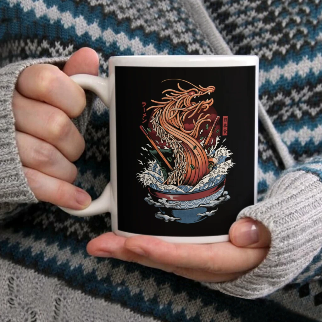 

Ramen DragonCoffee Mug Tea Cup 11oz Coffee Cup Funny Birthday Ceramic Mug Personalized Cup
