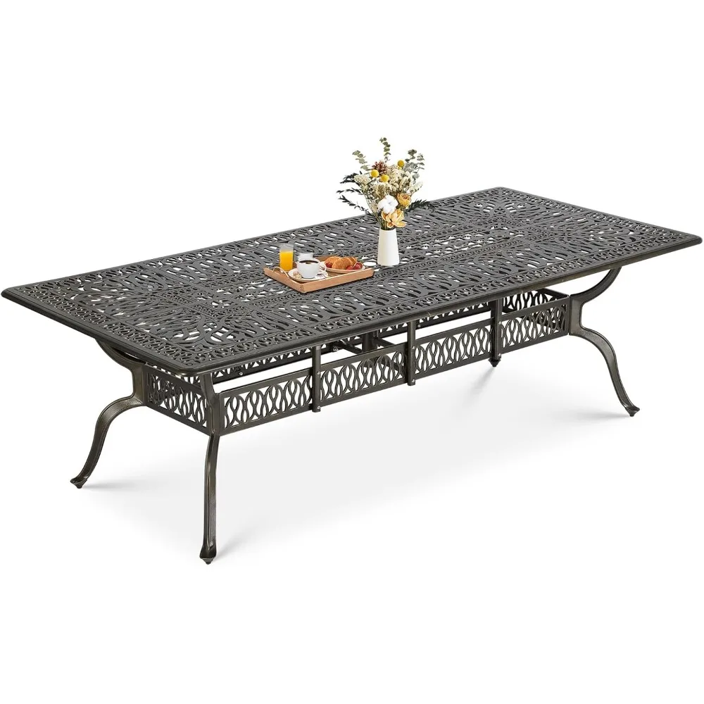 

Outdoor94.5"Rectangle Patio Dining Table, All Weather Cast Aluminum Large Patio Furniture Table Fits for8-10Person2"UmbrellaHole