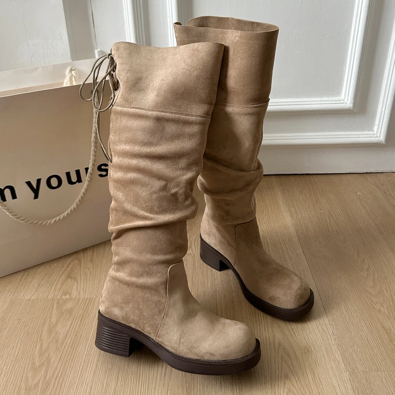 

Women's High Boots Long Stretch Chunky Boots