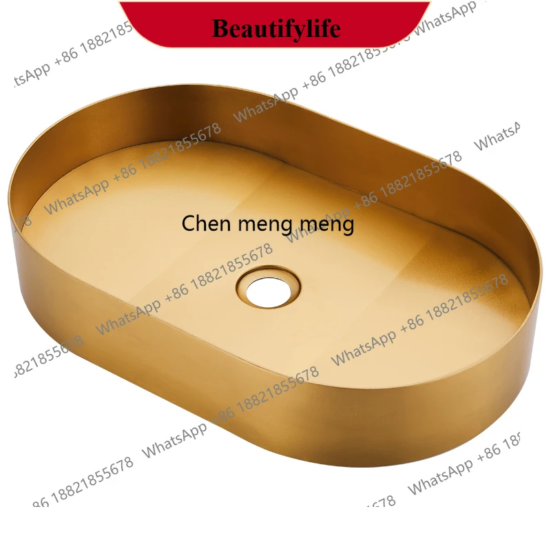 

E153 Golden wash basin 304 stainless steel table basin Oval bathroom face wash basin