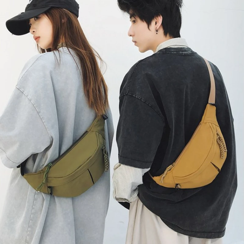 

Однотонная нейлоновая швейная нить на молнии, повседневная женская поясная сумка 2025 года, хит продаж, простая мягкая популярная молодежная сумка через плечо для поездок на работу