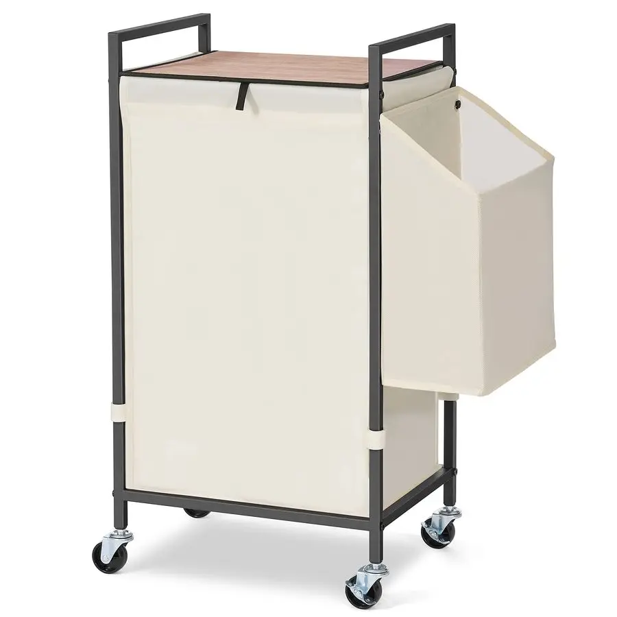 

Hamper with Rustic Brown Lid amp Wheels 96L Large Rolling Laundry Basket with Removable Oxford Liner Bag Tall Freestanding Dirty