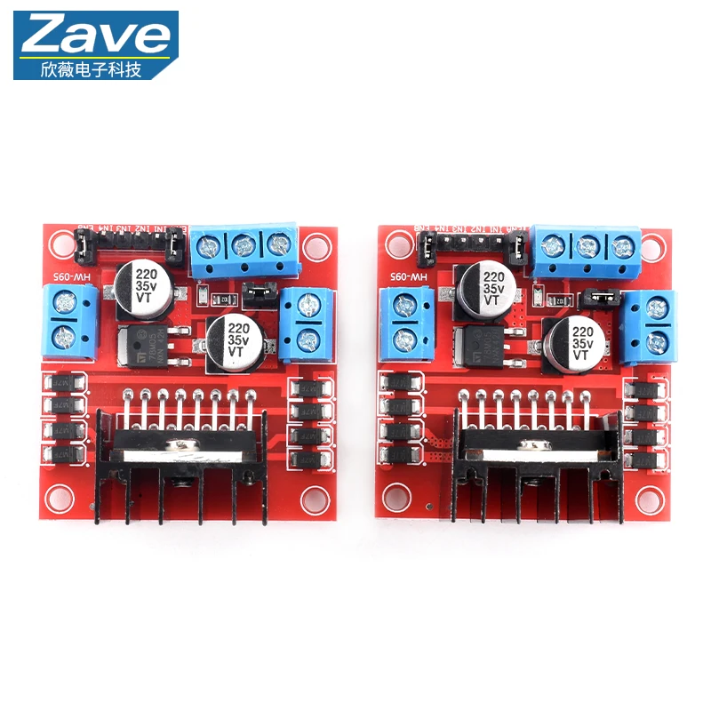 Módulo de placa de acionamento de motor de ponte H dupla L298N em dois sentidos 2A 5V-35V Módulo de acionamento de robô de veículo inteligente