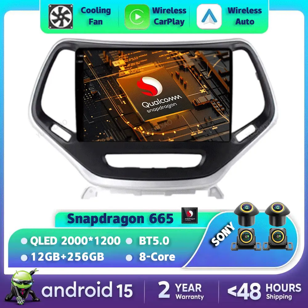 

Android 15 Car Radio For Jeep Cherokee 5 KL 2014 - 2018 Multimedia Video Player 4G LTE 5G WIFI QLED GPS NAVI Qualcomm 2DIN BT