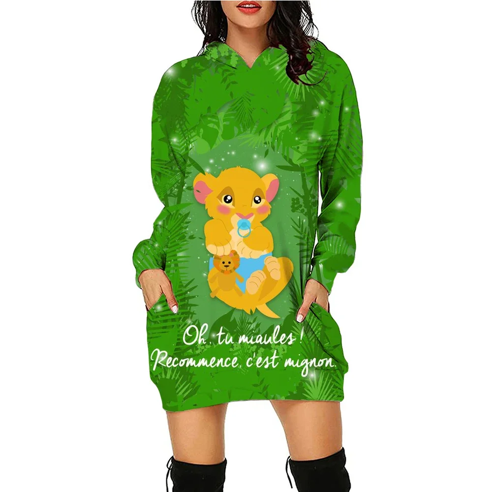 Robe à capuche à manches longues pour femmes, pull de sport, mode imprimée, Disney Stitch, coupe couvertes, robe à capuche de poche, S-3XL